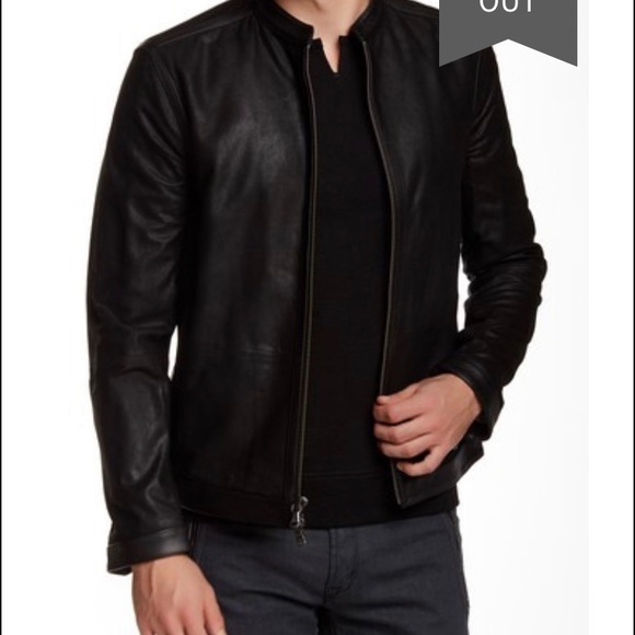 John Varvatos men’s leather racer jacket size L - Picture 2 of 14